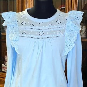 NWT J Crew Victorian Steampunk Light Blue Blouse Top Shirt Sz S $79